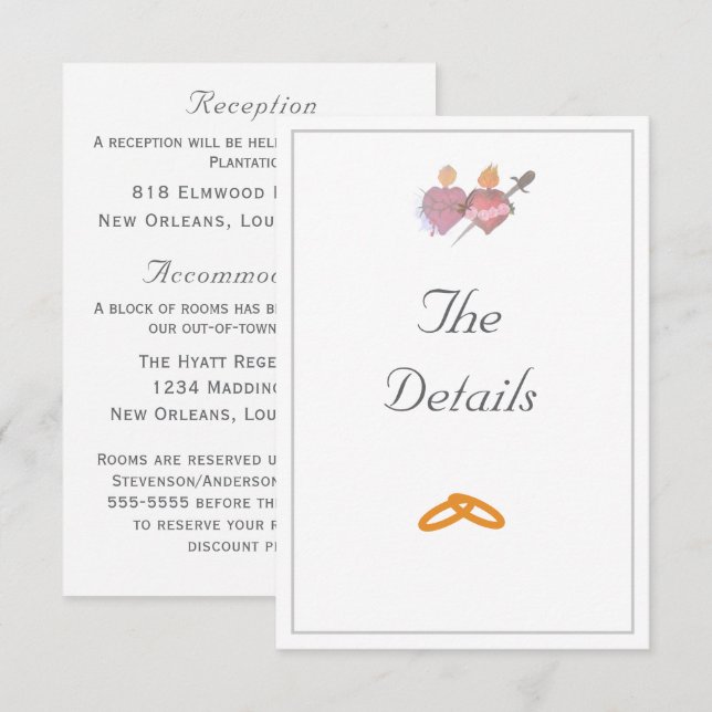 Elegant Two Hearts Catholic Wedding  Tilläggskort (Fram/baksida)