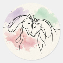 Elegant Two Horses Line Art