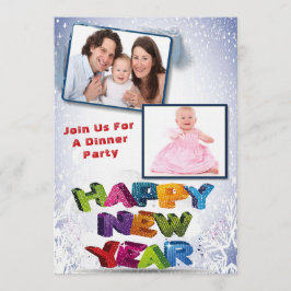 Elegant Two Photo Happy New Year’s Dinner Party Inbjudningar