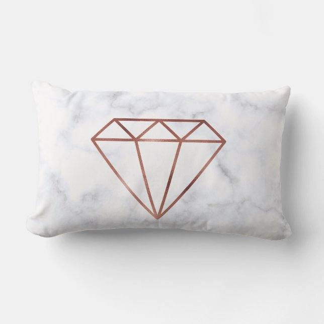 elegant tydlig falsk roséguld diamant vit marmor lumbarkudde (Framsida)