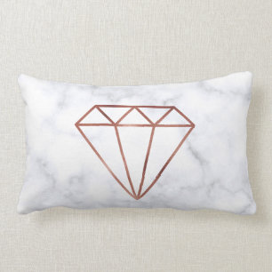 elegant tydlig falsk roséguld diamant vit marmor lumbarkudde