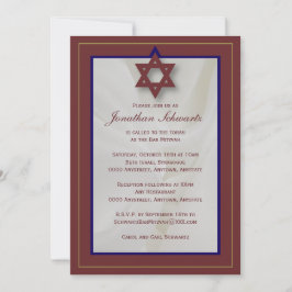 Elegant tyg Bar Mitzvah-inbjudan i vinrött Inbjudningar
