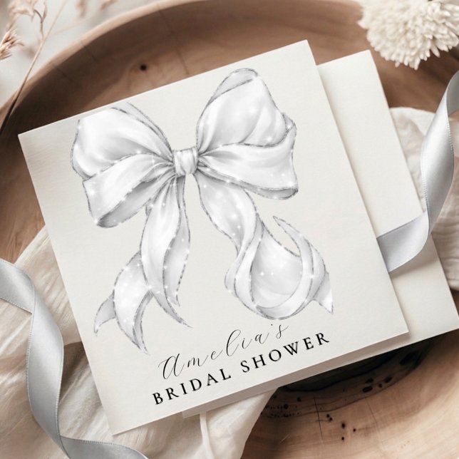 Elegant, tying the knot bridal shower white bow. pappersservett (Skapare uppladdad)