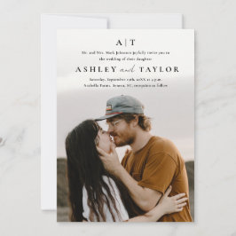 Elegant typ monogram foto bröllopsinbjudan inbjudningar