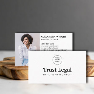 Elegant Type Law Lawyer Photo Minimal White Visitkort