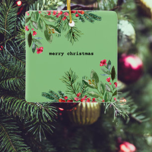 Elegant Typewriter jul Foliage Holly Berry Julgransprydnad Keramik