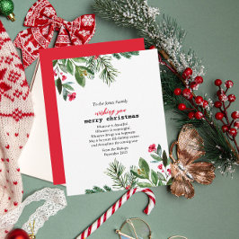 Elegant Typewriter jul Foliage Holly Berry Julkort