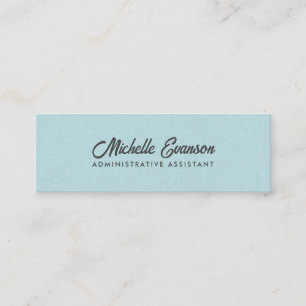 Elegant Typografi Aqua Blue Linen Minimalist Mini Visitkort