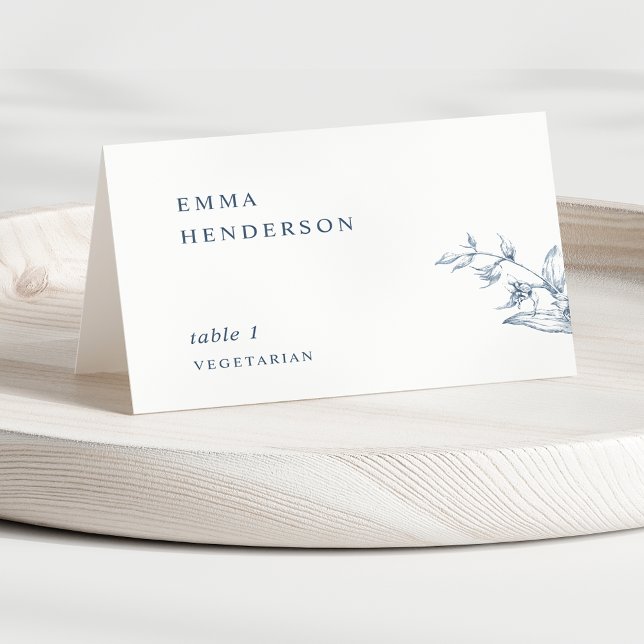 Elegant typografi Blå bröllopsplatskort Bordsnummer (Skapare uppladdad)