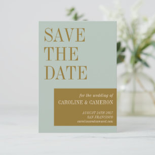 Elegant typografi Blå Oliv Guld Bröllop Spara Datumet