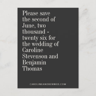 Elegant Typografi Black Modern Spara datum Vykort