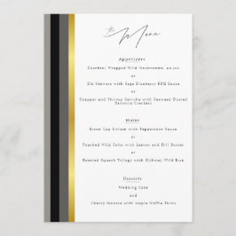 Elegant Typografi Black White Guld Rand Bröllop Meny