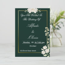 Elegant typografi Blommig bröllopsinbjudan