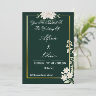 Elegant typografi Blommig bröllopsinbjudan Inbjudningar