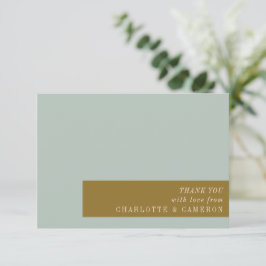 Elegant Typografi Blue Olive Personligt bröllp Tack Kort