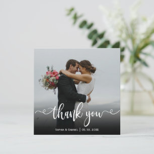 Elegant Typografi Bröllop Photo Tackto You Card Tack Kort