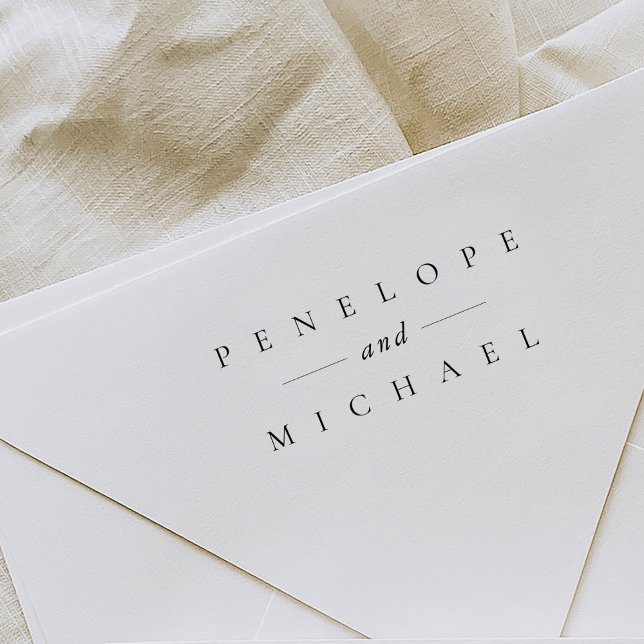 Elegant Typografi Bröllop Stämpel (Elegant typography monogram wedding rubber stamp.)