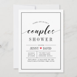 Elegant typografi brölloppar shower inbjudan