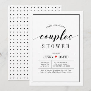 Elegant typografi brölloppar shower inbjudan