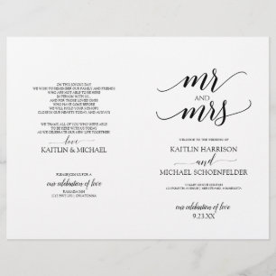 Elegant typografi Bröllopsprogram i svart 2