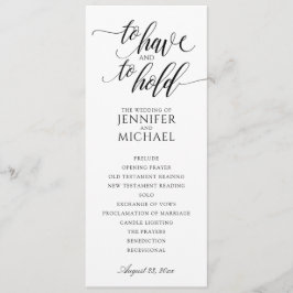 Elegant typografi bröllopsprogram | Svart Program