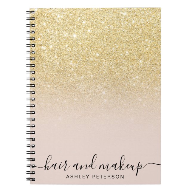elegant, typografi  chic guld glitter anteckningsbok (Framsidan)