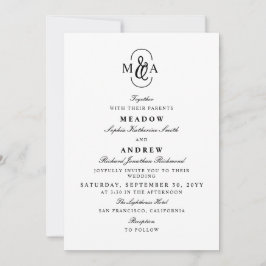 Elegant typografi et-tecken monogram bröllop inbjudningar