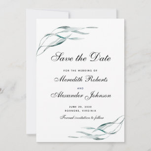 Elegant Typografi Eucalyptus Löv Bröllop Spara Datumet