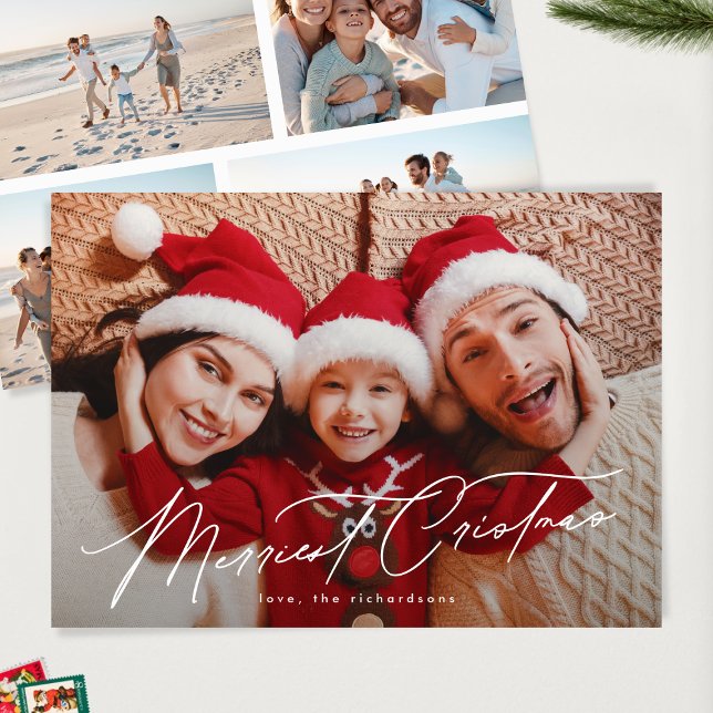 Elegant Typografi - FEM foto-God jul Julkort (Skapare uppladdad)