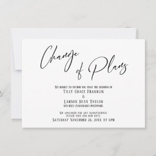 Elegant typografi Förändring av planer Bröllopsför Inbjudningar
