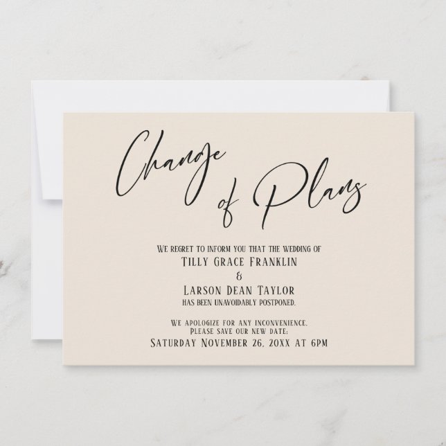 Elegant typografi Förändring av planer Kreamkort Inbjudningar (Framsida)