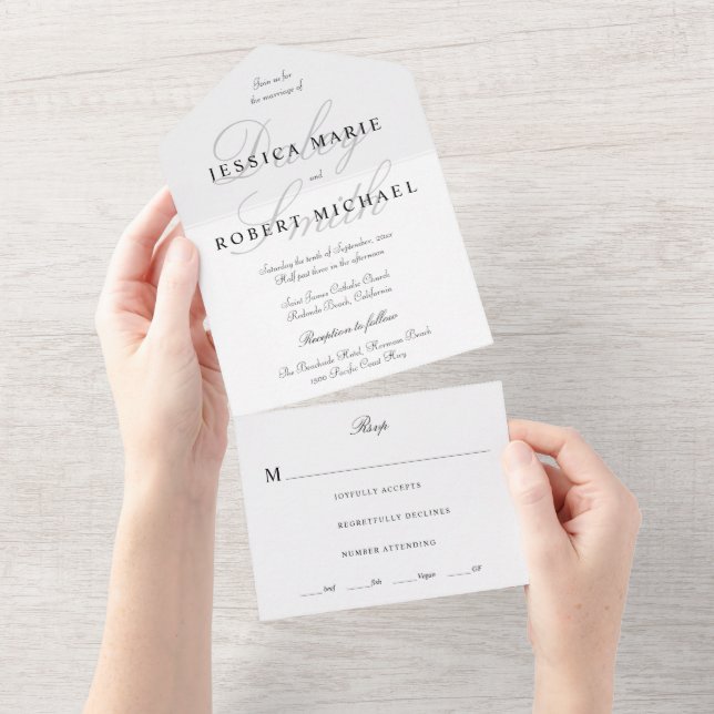Elegant Typografi Fullt Svarta och vita Bröllop (Avrivbar del)