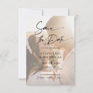 Elegant typografi Genomskinlig Foto Bröllop Spara Datumet