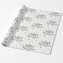 Elegant Typografi Grått Guld Starry Gott nytt år Presentpapper