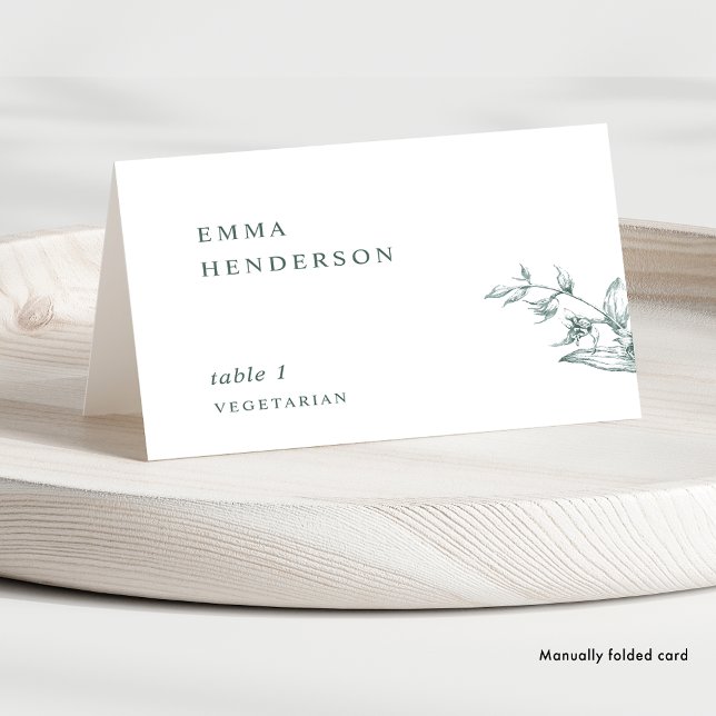 Elegant typografi Gröna Bordskort för Bröllop (Skapare uppladdad)