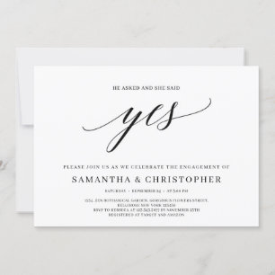 Elegant typografi hon sa ja förlovning inbjudningar