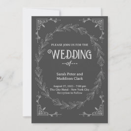 Elegant Typografi Klassisk svartvit bröllop Inbjudningar