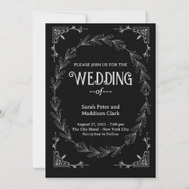 Elegant Typografi Klassisk svartvit bröllop Inbjudningar