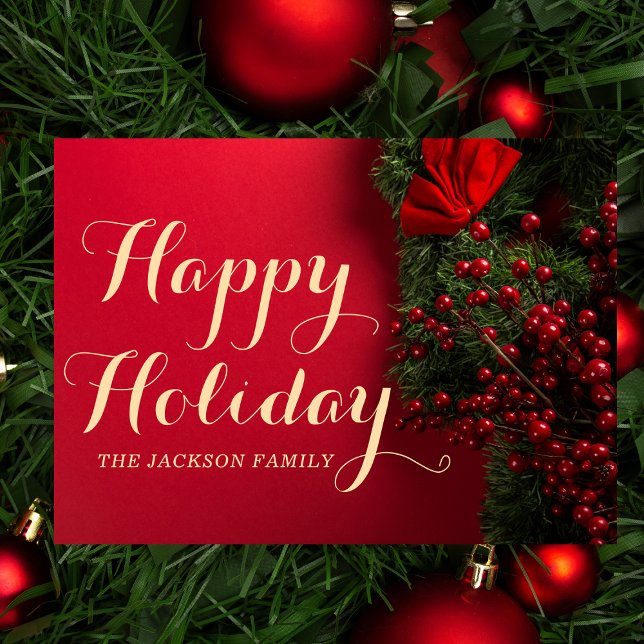 Elegant Typografi l Red Helgdag-julkort Julkort (Skapare uppladdad)