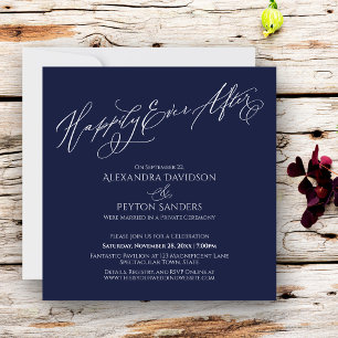 Elegant Typografi lyckligtvis efter enkel marin fl Inbjudningar