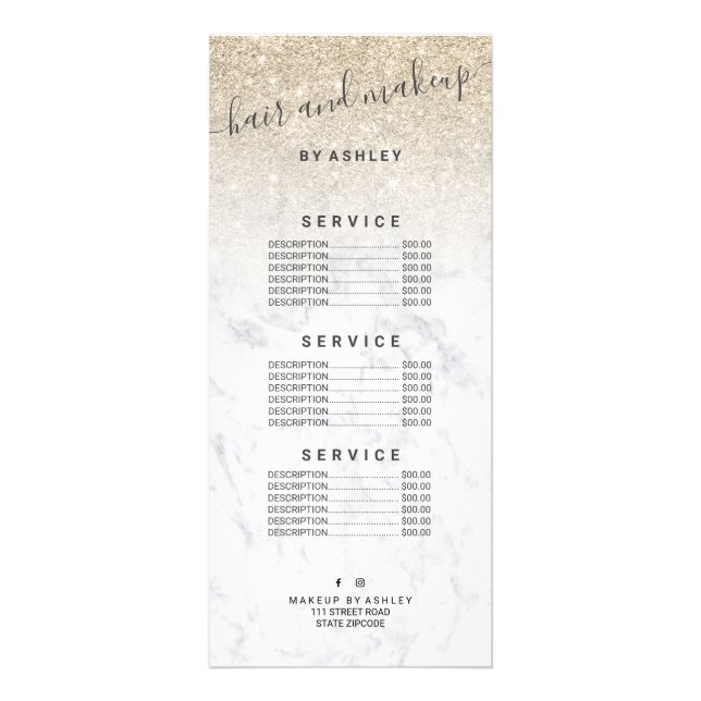 elegant, typografi marble light guld glitter reklamkort (Framsidan)