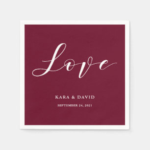 Elegant Typografi Marsala Bröllop Kärlek Pappersservett