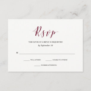 Elegant Typografi Marsala Bröllop OSA Kort