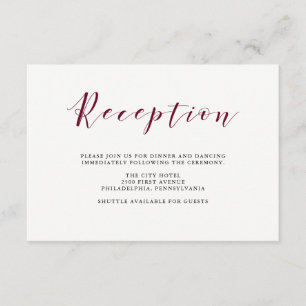 Elegant typografi Marsala bröllopsmottagning Tilläggskort
