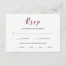 Elegant Typografi | Marsala OSA med val av måltid Kort