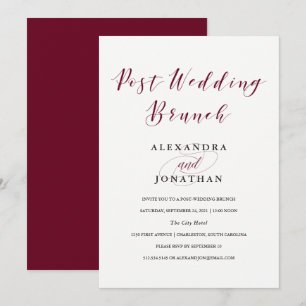 Elegant Typografi Marsala Post Bröllop Brunch Inbjudningar