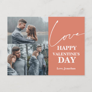 Elegant Typografi med Valentines day par 3-foto Helg Vykort