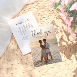 Elegant Typografi - minimalt foto Bröllop Tack Kort<br><div class="desc">Ett fototack för eleganten som du vill matcha vår lyckliga samling efter Party Photo Bröllop. Den här designen innehåller ditt foto och "tack" i elegantens typografi! Kortets baksida innehåller ett hjärtligt tack-anpassningsbar-du-budskap för att uttrycka din tacksamhet till vänner och familj. Visa den samling som är länkad på den här sidan...</div>