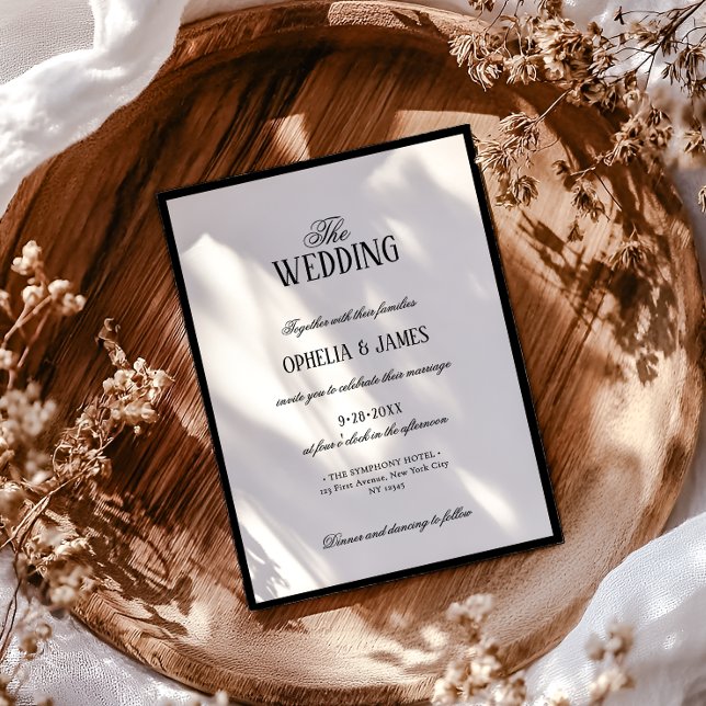 Elegant Typografi Modern Black & White Bröllop Inbjudningar (Skapare uppladdad)