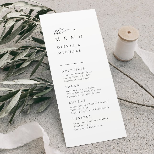 Elegant Typografi Modern Bröllop Meny (Simply Elegant Typography Modern Wedding Menu)
